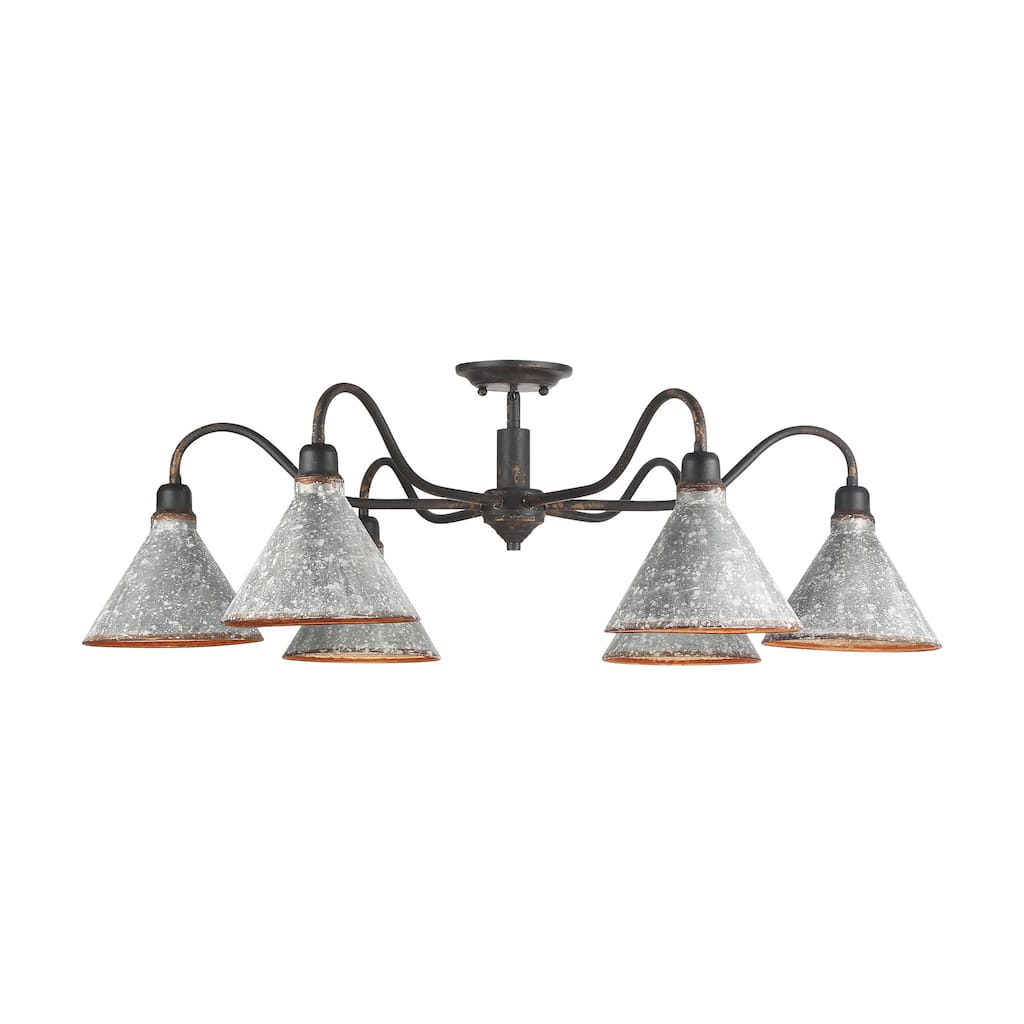 Golden Lighting 0877-6SF Jasper 6 Light 38" Wide Semi-Flush Ceiling