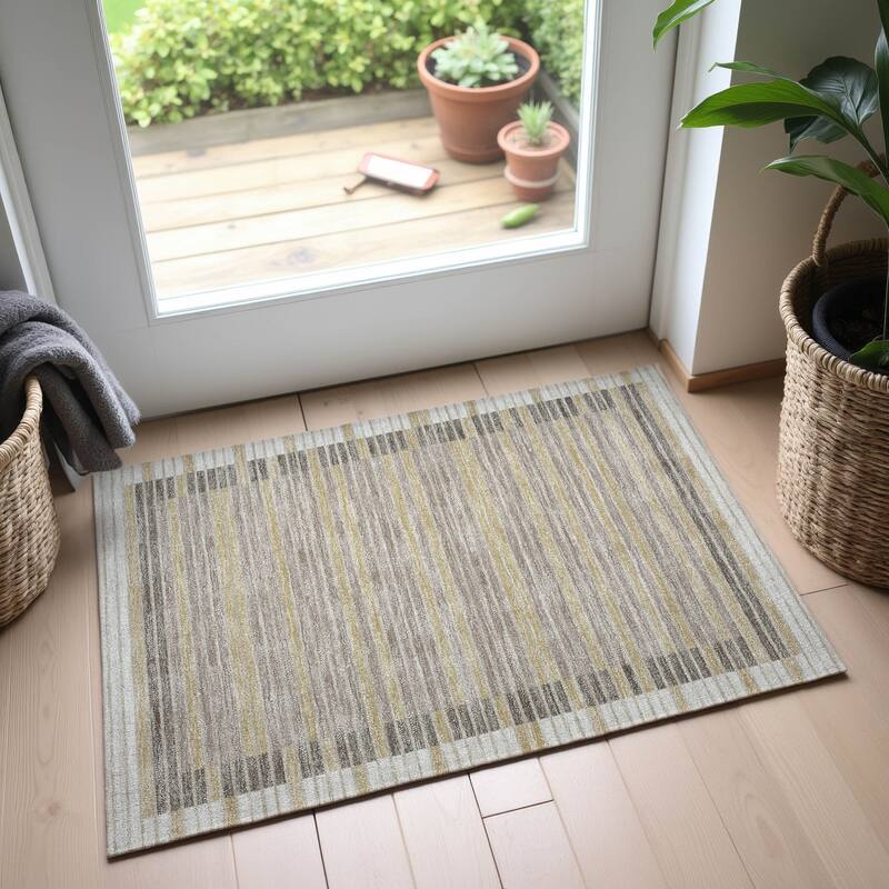 Premium Washable Super Soft Border Geo Mayfield Rug - Ivory - 1'8" x 2'6"