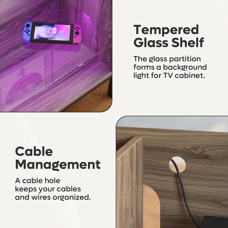 LED Entertainment Center with Shelves Gaming TV Stand for 70 inch TVs - 62 inches