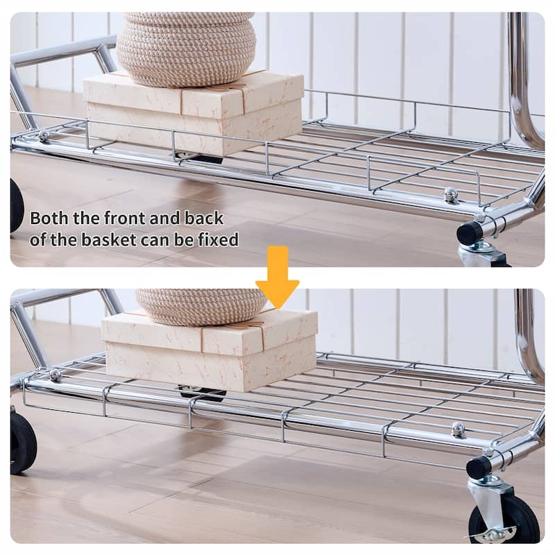 Portable Capacity 800lbs Rolling Double Clothing Racks with Shelves