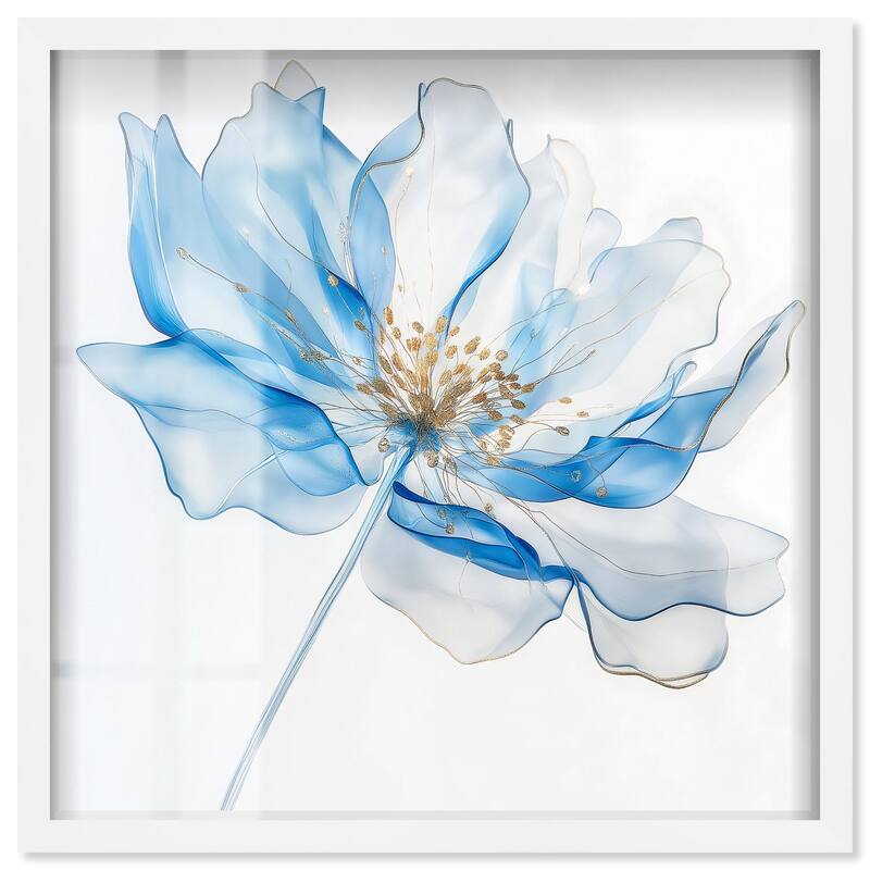 Glacier Ghost Blossom Shadowbox by Art Remedy - White - 40" x 40"