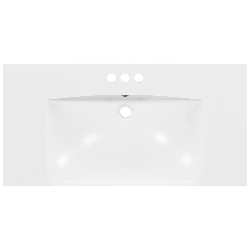 GDFStudio - Carradon Resin Integrated Bathroom Vanity Basin and 3 Faucet Holes - 36" - White