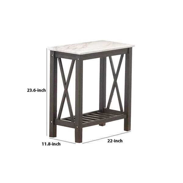 chocola Korea verlies uzelf Wooden Side Table with Slatted Shelf and X Shaped Design, White - Overstock  - 32486965