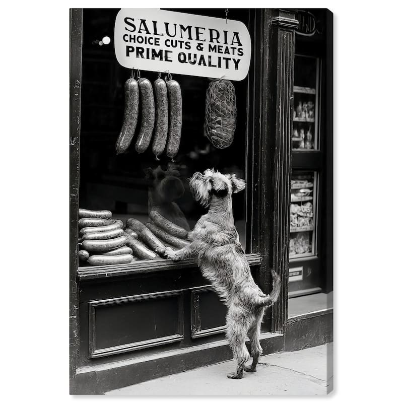 Window Shopping Pup Canvas by Art Remedy, Gallery Wrapped - 16" x 24"