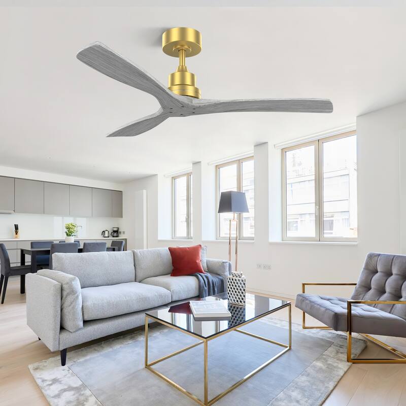 Sofucor 52 Inch Ceiling Fan without Light Solid Wood,with Remote,Smart Optional-Alexa/Google Assistant/APP/Remote Control