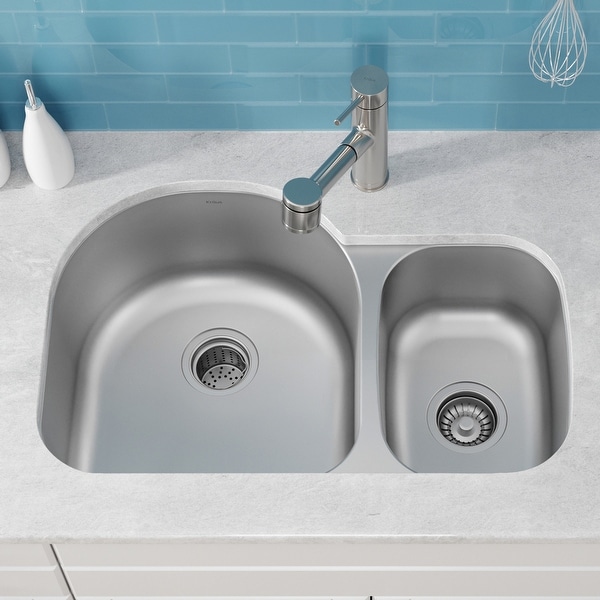 KRAUS Premier Stainless Steel 30 inch 2-Bowl Undermount Kitchen Sink. Opens flyout.