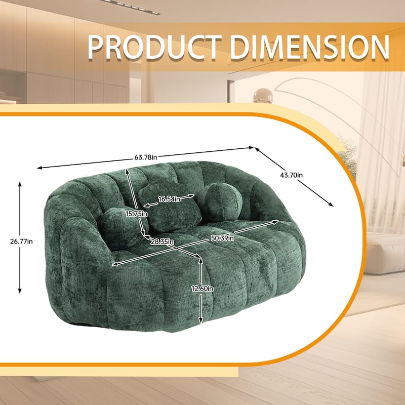 Chenille Upholstered Durable Comfort Lounger Bean Bag Lazy Sofa
