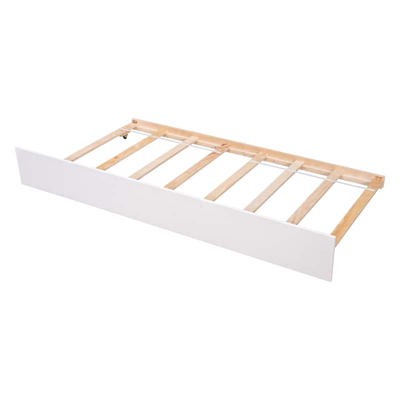 Twin Platform Bed with Trundle and Footboard for Bedroom