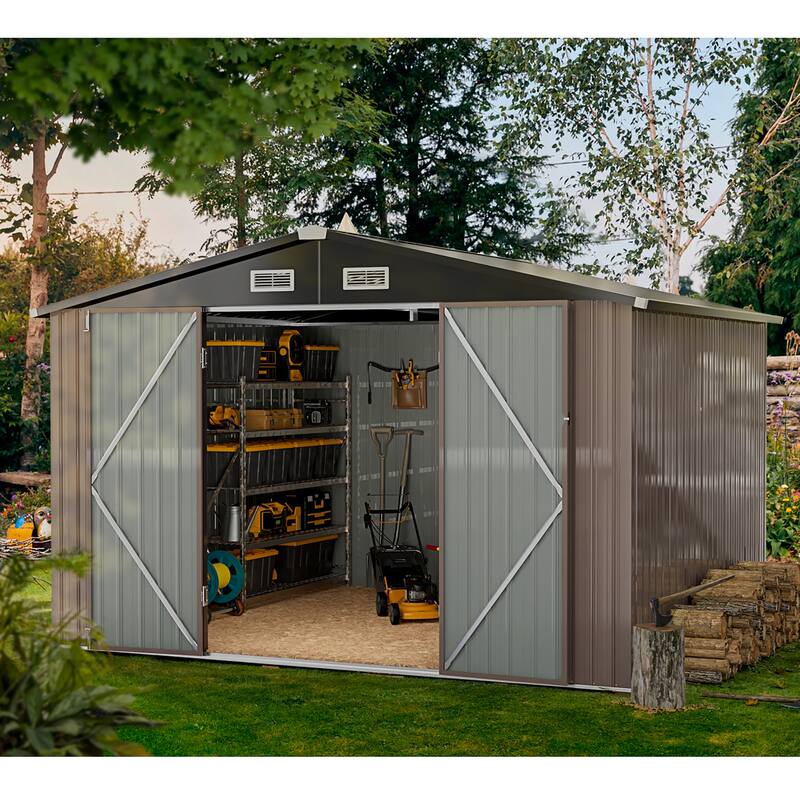 AOXUN Outdoor Storage Shed with Lockable Doors and Air Vents for Garden