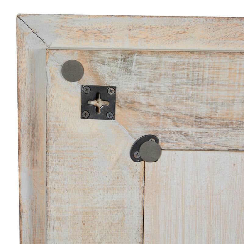 Gray Wood Handmade Intricately Carved Floral Room Wall Mirror