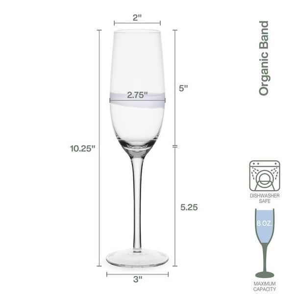Fitz and Floyd Set of 4 Organic Band Flute Glasses, 8 Oz - 8-oz