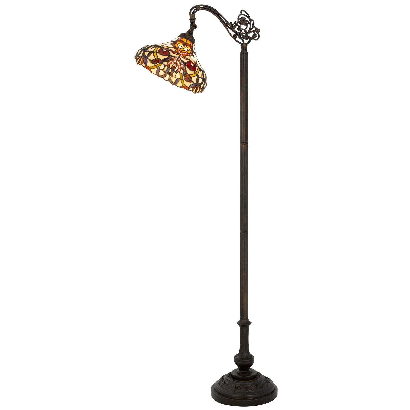 60W Tiffany downbridge floor lamp with adjustable shade - One Size