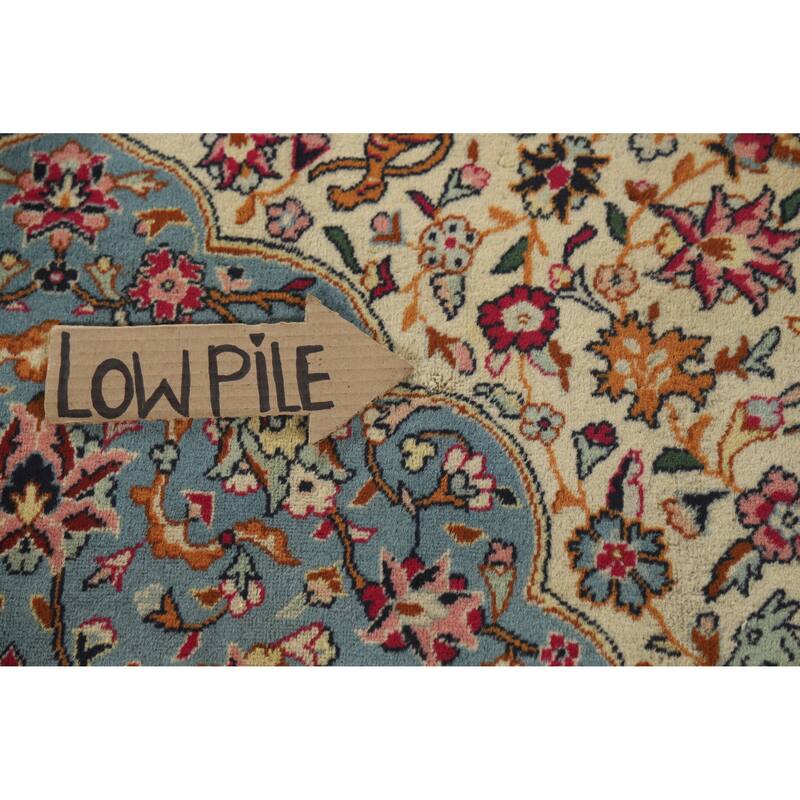 Hand Knotted Oriental 100% Wool Carpet Traditional Floral Beige & Ivories Tabriz Area Rug - 12' 3'' X 8' 1''