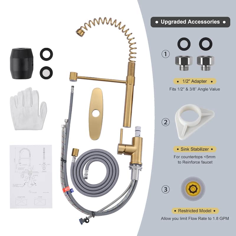WOWOW Commercial Pull Out Sprayer Kitchen Faucet