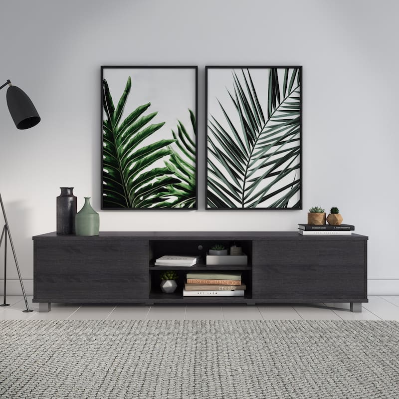 Hollywood Low Profile TV Stand With Doors for TV's up to 85" - Grey