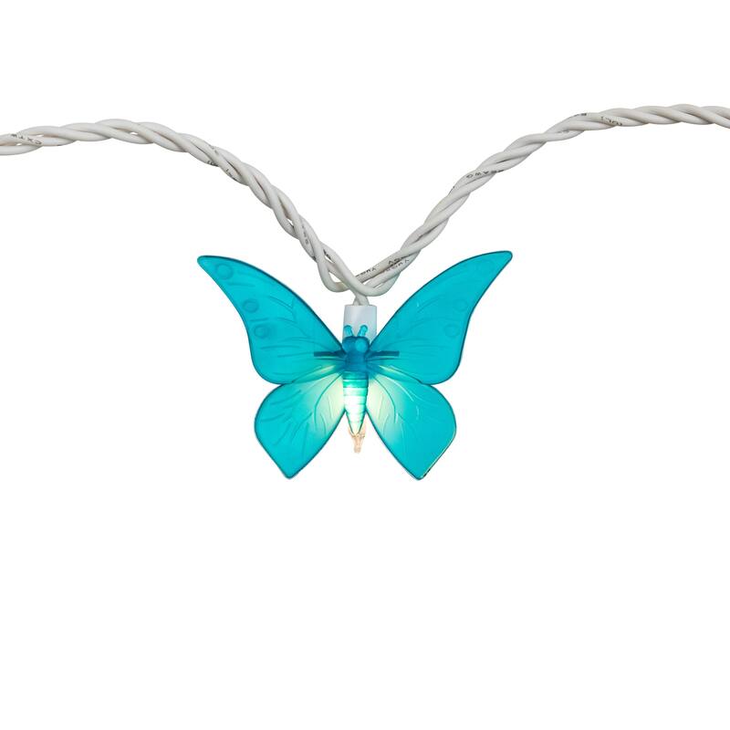 10ct Colored Summer Butterfly Patio String Light Set 9ft White Wire