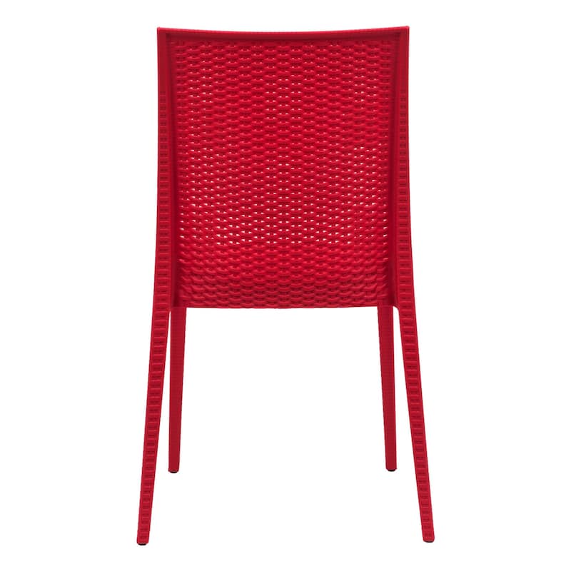 Outdoor Patio Dining Chairs, Set of 4 Stackable Polypropylene Chairs with Woven Design for Garden, Deck, or Pool