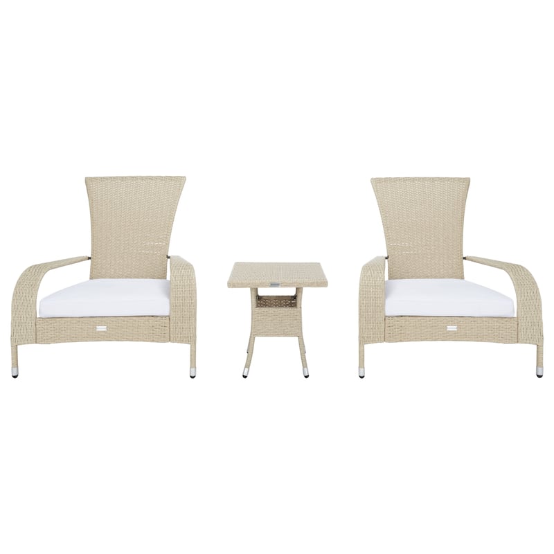 SAFAVIEH Outdoor Urmila 3-Piece Lounge Set - 36Wx34Dx34H - Beige/ White