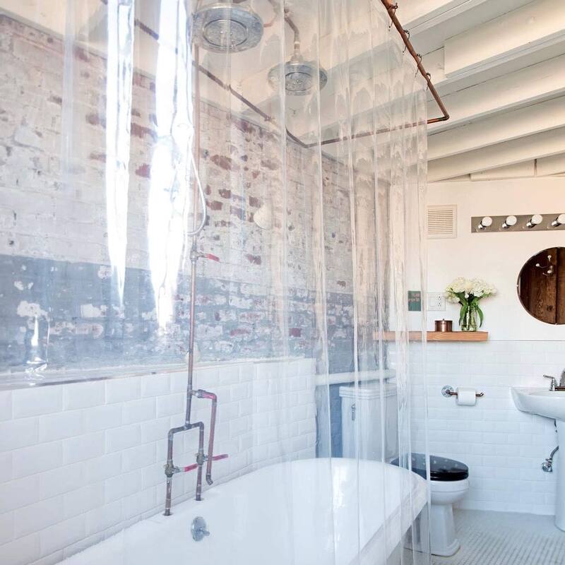 No Hook Waffle Shower Curtain, 71x74, White, Snap-in Liner, Mesh Top