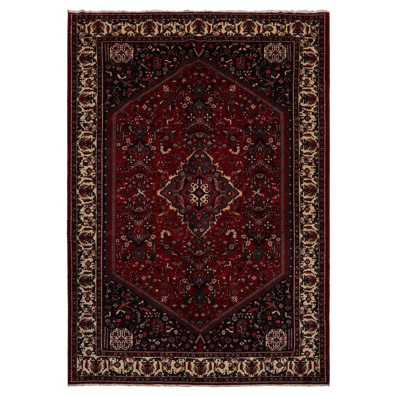 6'9''x9'1'' Hand Knotted Wool Red Joshican Abaden Traditional Rug - 6' 9'' x 9' 1'' - 6' 9'' x 9' 1''