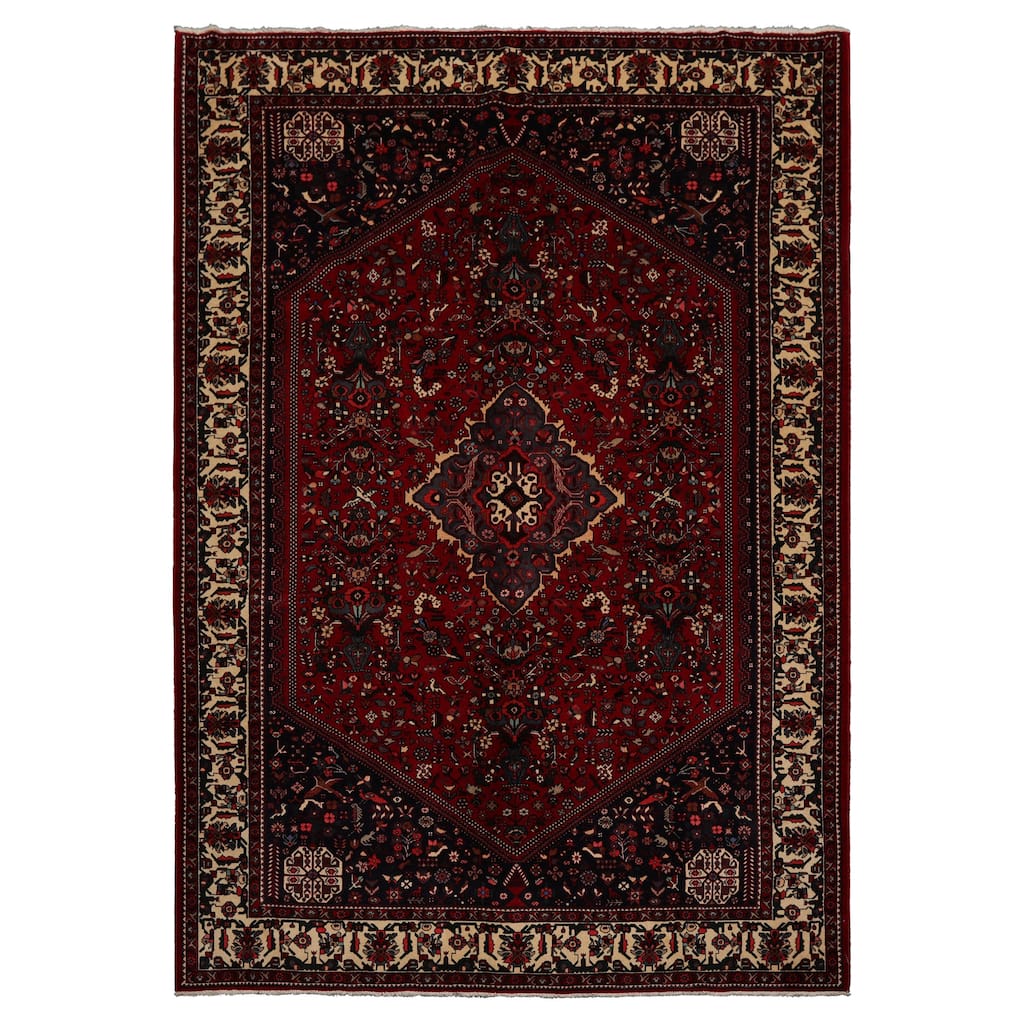 6'9''x9'1'' Hand Knotted Wool Red Joshican Abaden Traditional Rug - 6' 9'' x 9' 1''