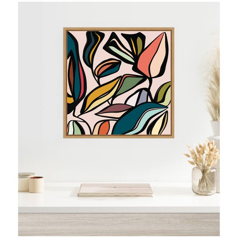 Kate and Laurel Fanciful Ficus SQ Expansion by Alicia Bock Framed Canvas Wall Art Print