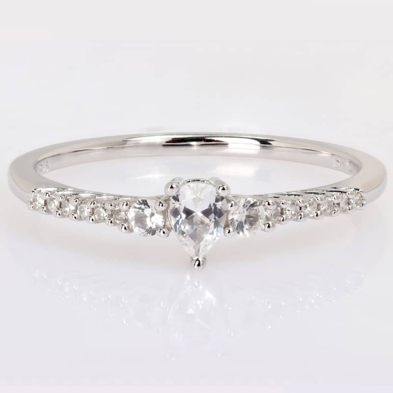 Miadora 1/10ct TDW Diamond and Created White Sapphire Solitaire Engagement Ring in Sterling Silver