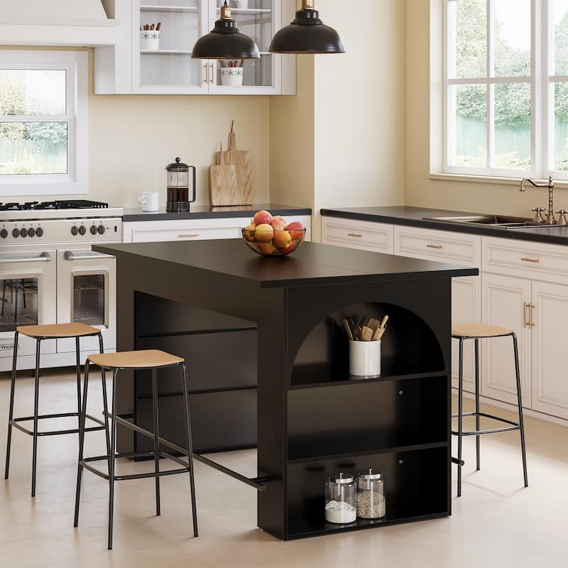 63" Home Bar Unit, Counter Height Pub Table with Storage for Kitchen