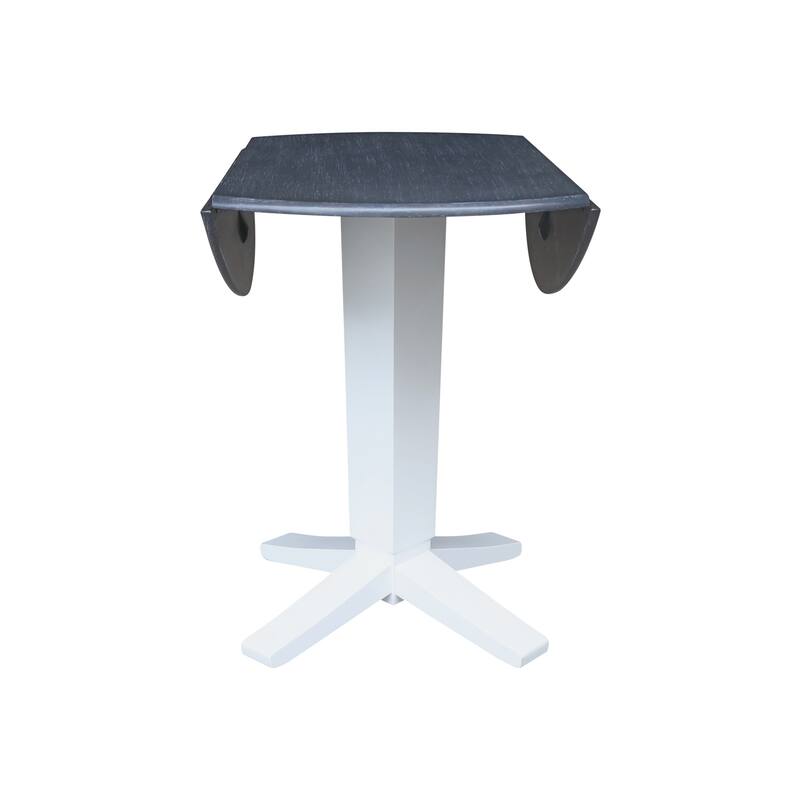 42 in Solid Wood Round Dual Drop Leaf Pedestal Dining Table