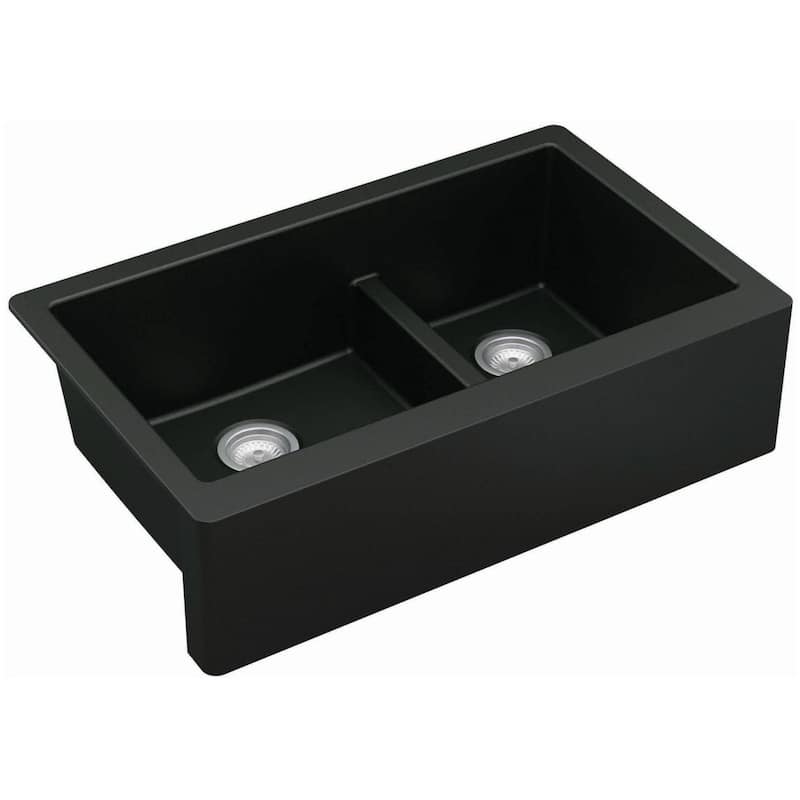 Karran USA QA-760 Quartz QA 34" Farmhouse Double Basin Quartz - Black