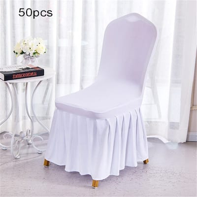 Ruffled Stretchable Dining Chair Slipcover Chair Cover Set of 50 - 18"x18"x39"