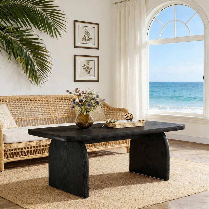 Wooden Dining Table with Storage, Center Table Coffee Table, Home Office Table with Rounded Corner