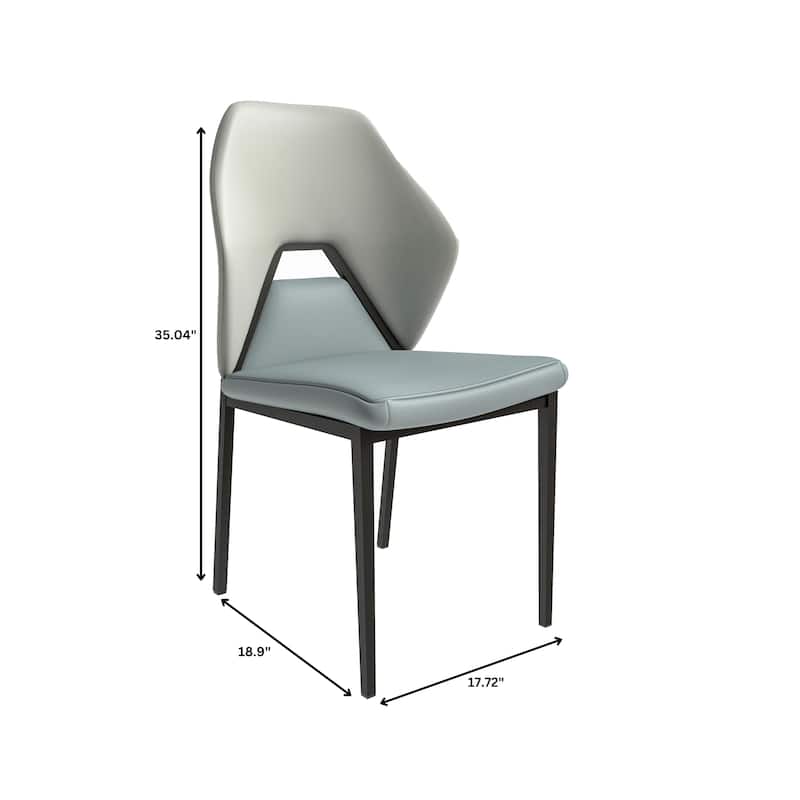 Eclat Leather Dining Chair in Black Iron Modern Upholstered Accent Kitchen Side Chair