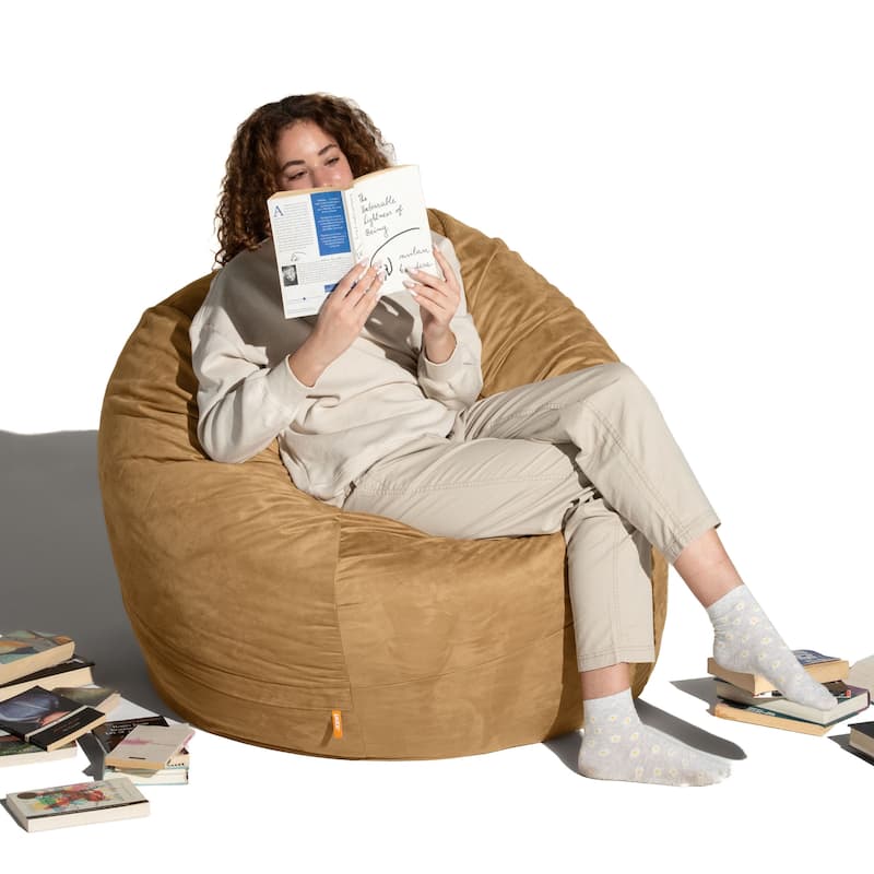 Jaxx Basics 4 Foot Large Adult Bean Bag Chair, Oversized with Filler