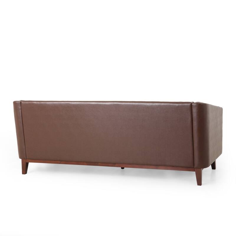 81" Faux Leather 3-Seat Couch Sofa, Wood Frame Loveseat with Armrests, Small Space Couches for Living Room, Office