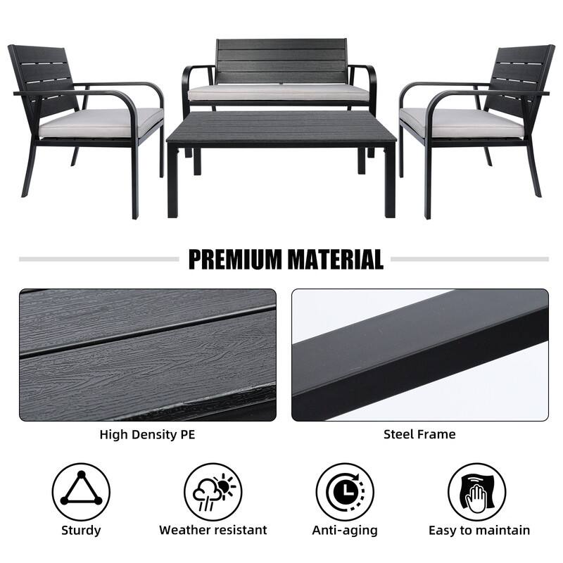 Outdoor Sectional Sofa Set with Coffee Table Patio Conversation Sets