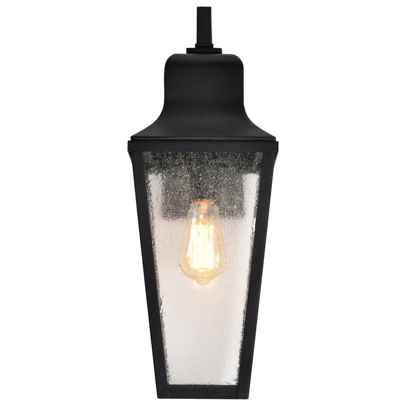 Lawrence 1 Light Large Wall Lantern Matte Black with Clear Seeded Glass