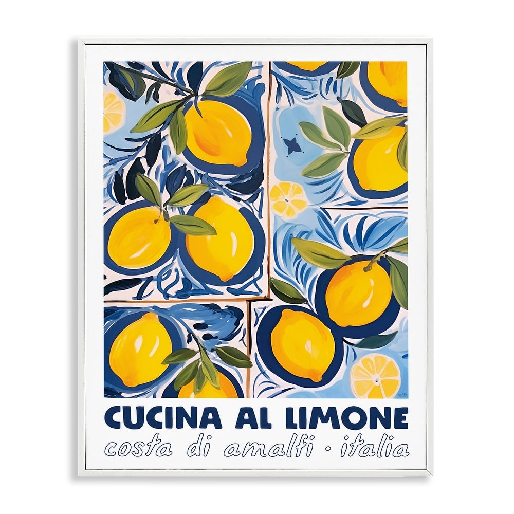 Stupell Bright Mediterranean Lemons Framed Giclee Art Design By Lux + Me Designs