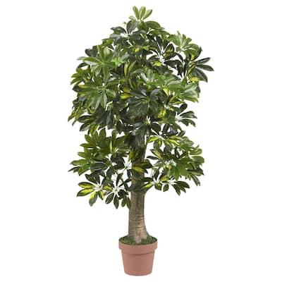 4Ft Silk Tree - Mountain Majesty Artificial Tree, Realistic Green Leaves, Home Office Decor, 23"x23"x48" - 4ft.