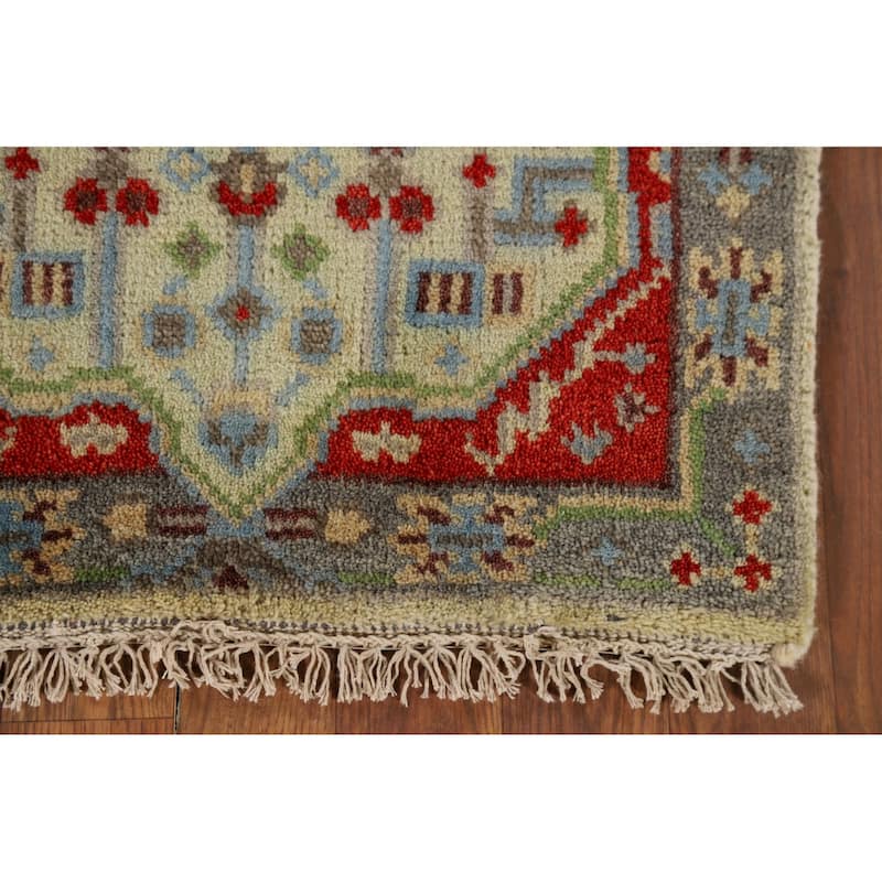 Geometric Kazak Indian Accent Rug Hand-Knotted Wool Carpet - 2'0" x 3'0"