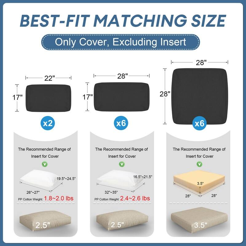 FINCATI 28" × 28" Outdoor Cushion Cover, Sofa Cushion Replacement Slipcover, Patio Seat Cover 28 Inches (COVER ONLY!)