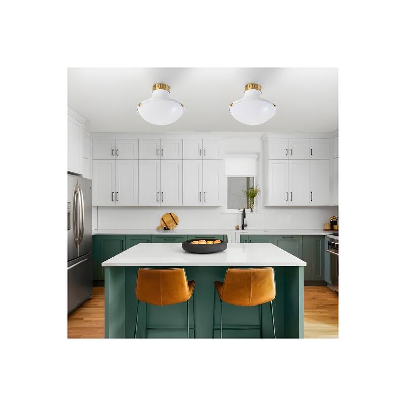 10 in.Collar Metal Round Bowl Flush Mount - White