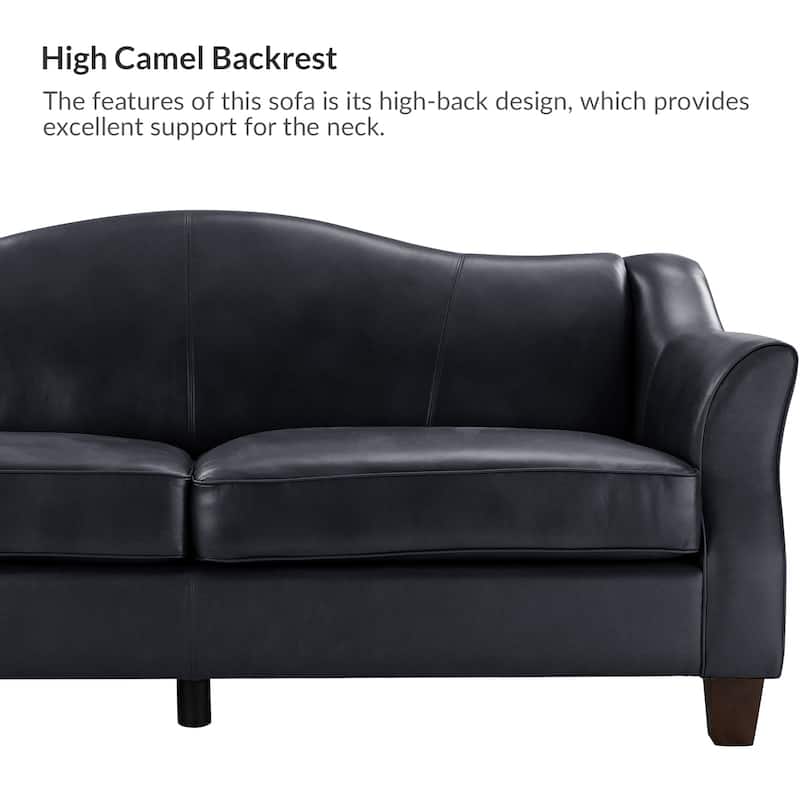Sandra 81.5" Classic Genuine Leather Sofa With Solid Wood Legs By HULALA HOME