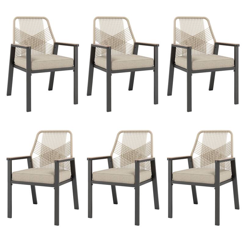 MAISON ARTS Outdoor Dining Chairs Set with Cushions - 6-piece Standard Chair