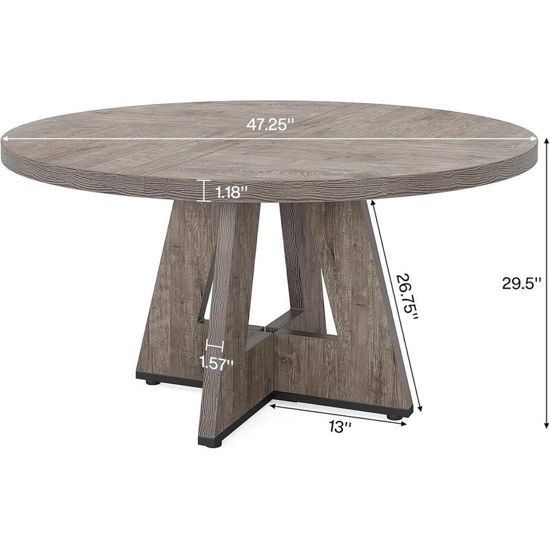 47" Round Conference Table Meeting Room Table with Thickened Top Wood Base Modern Training Desk for Conference/Seminar Room