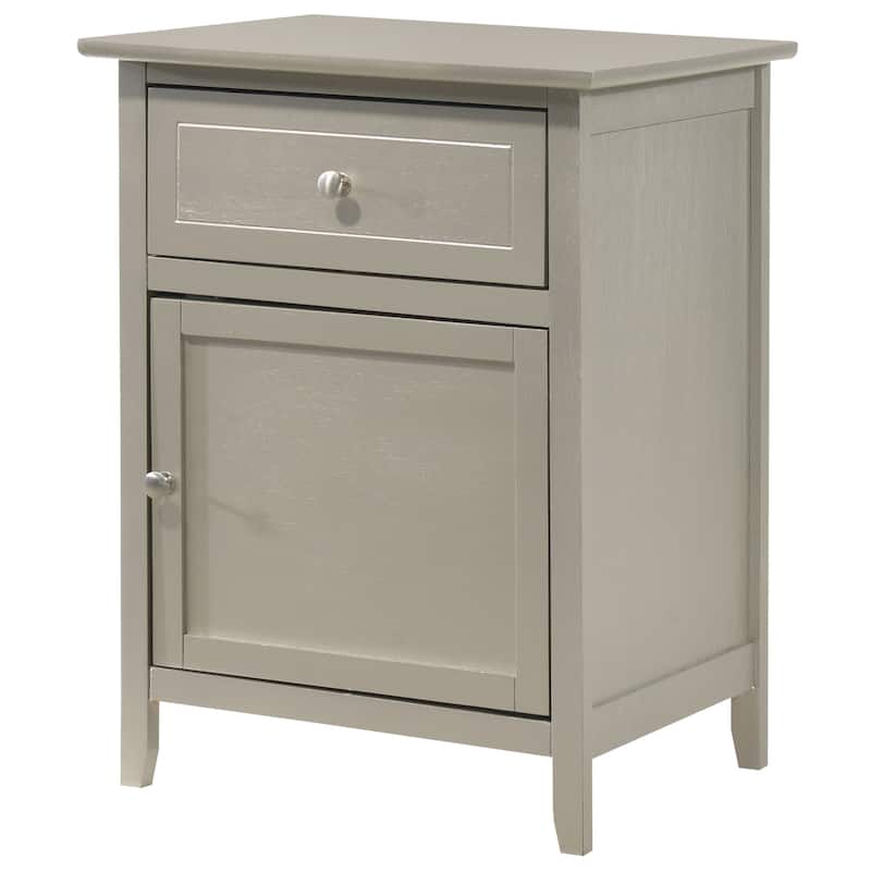 Modern 19-in Metal Hand Holder Single-Drawer Wood Nightstand with Cabinet