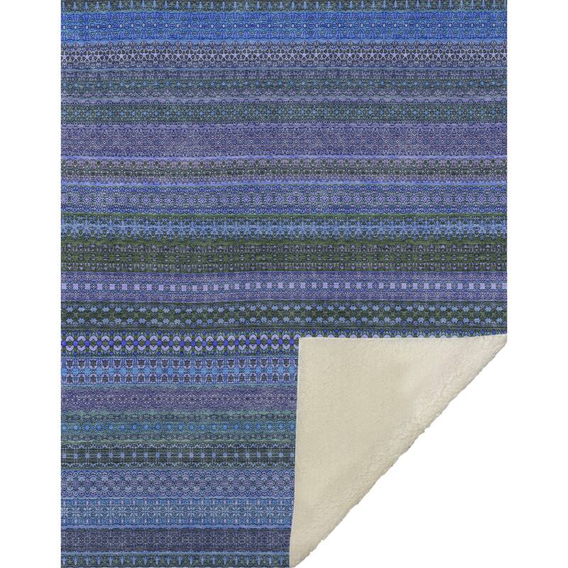 Premium Machine Washable Boho Stripes Sherpa Throw Blanket