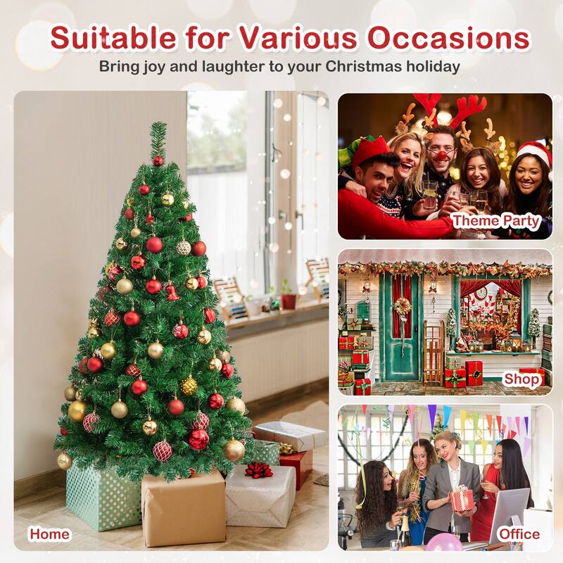5 Feet Artificial PVC Hinged Christmas Tree with Solid Metal Stand