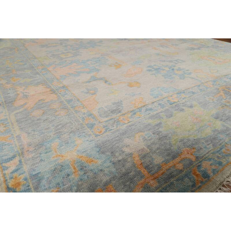 Oushak Indian Area Rug Handmade Transitional Grey Wool Carpet - 8'0"x 9'11"