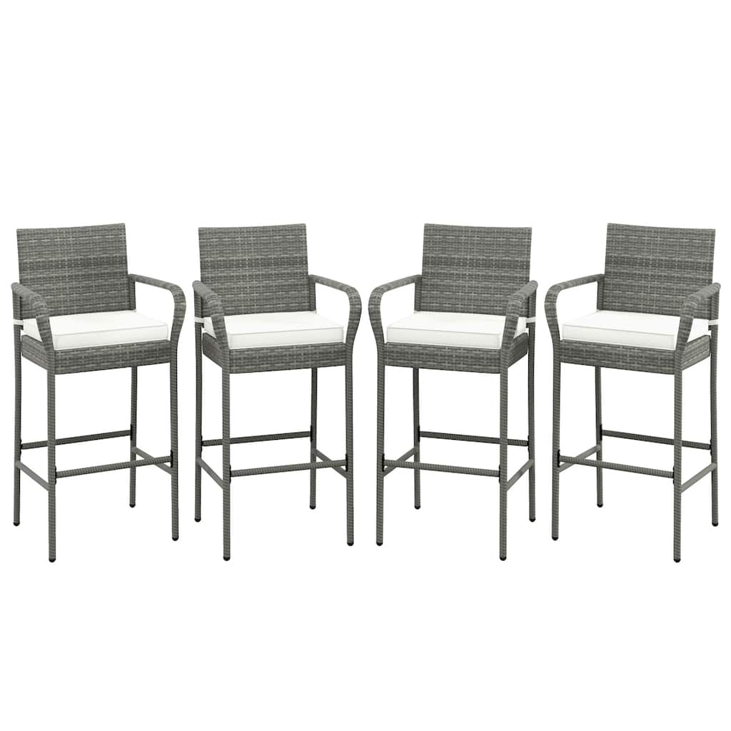 Gymax Set of 4 Rattan Patio Bar Stools Outdoor Bar Height Chairs w/